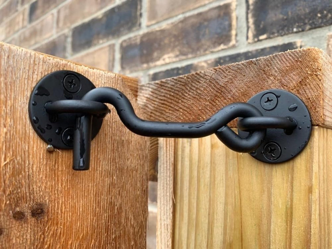 4” Privacy Hook and Eye Gate Latch Easy Lock for Barn Door, Black