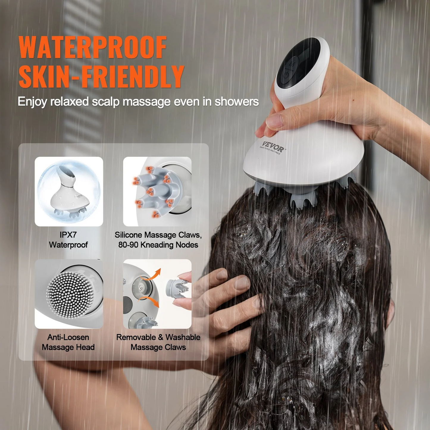 VEVOR Rechargeable Waterproof Scalp Massager 