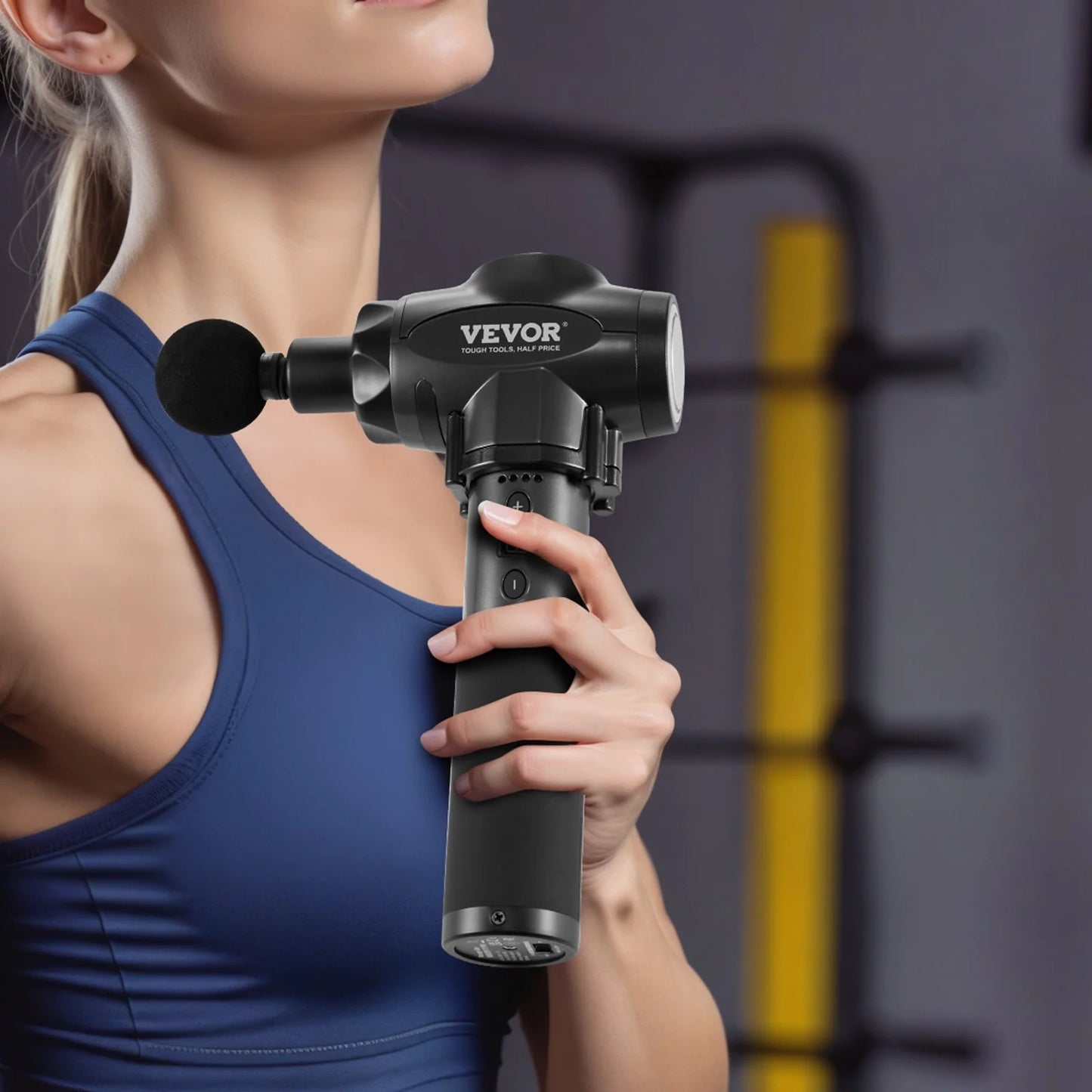 Deep Tissue Massage Gun with 9 Speed Levels & 6 Massage Heads